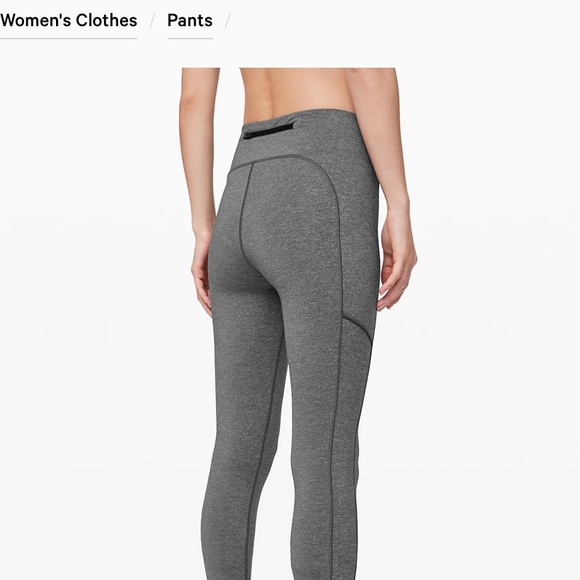 Grey Cropped Lululemon Leggings w/ Pocket - Picture 2 of 7